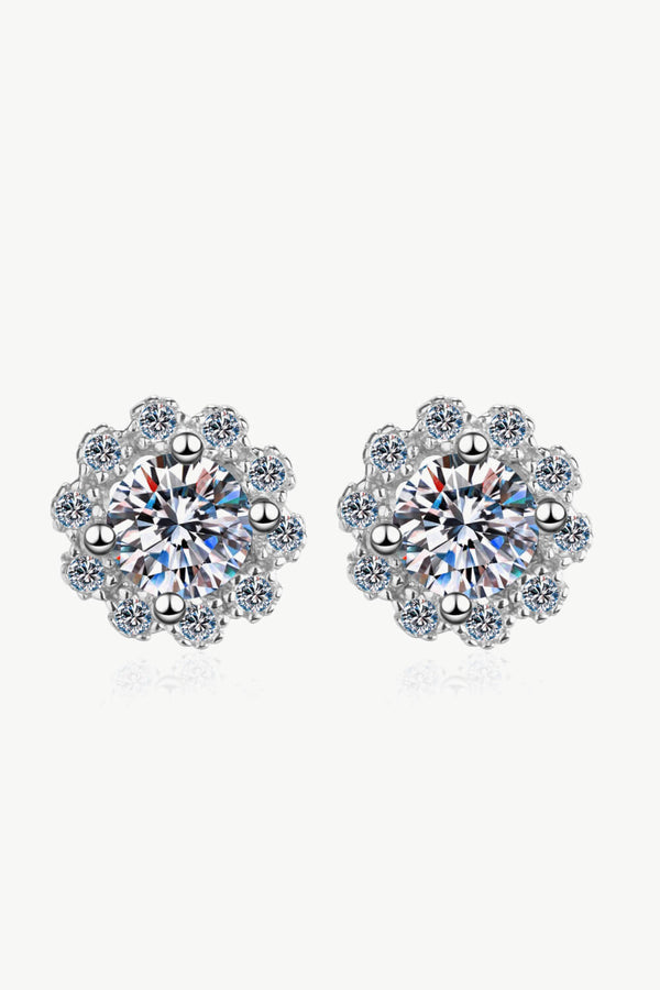 1 Carat Diamond Floral-Shaped Stud Earrings