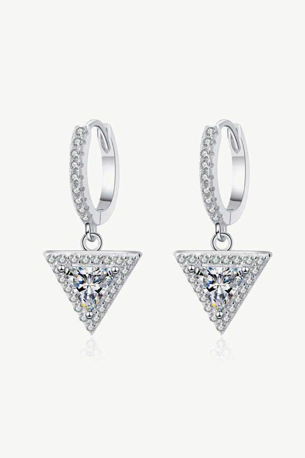 1 Carat Diamond Triangle Drop Earrings