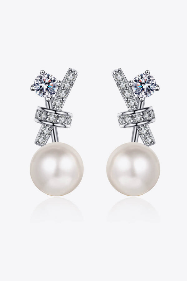 0.72 Carat Diamond with Pearl Stud Earrings