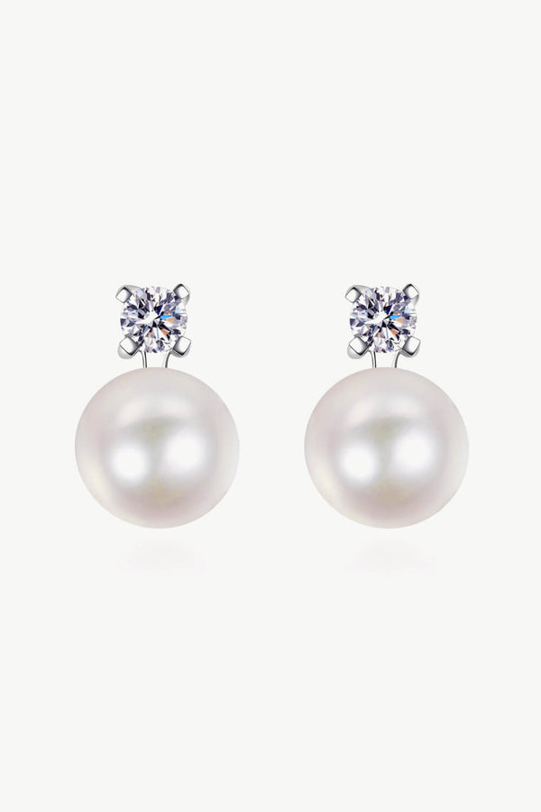 0.5 Carat Diamond with Pearl Stud Earrings