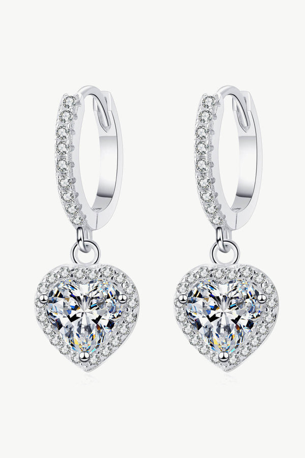 2 Carat Heart Diamond Drop Earrings