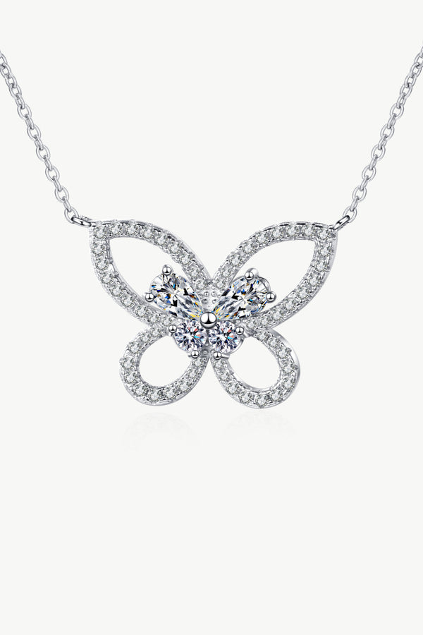 0.82 Carat Diamond Butterfly Pendant Necklace