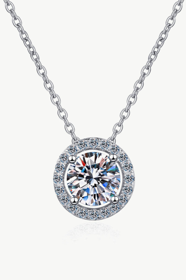 1 Carat Round Diamond Pendant Chain Necklace