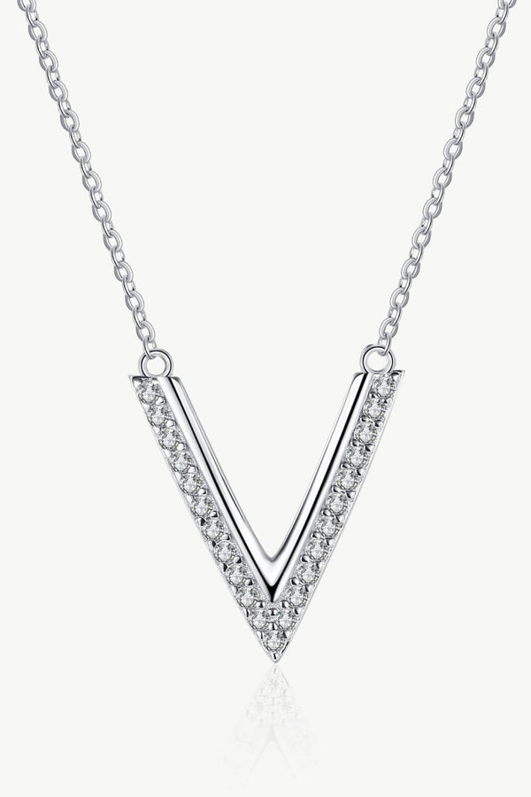 0.19 Carat Diamond V Letter Pendant Necklace